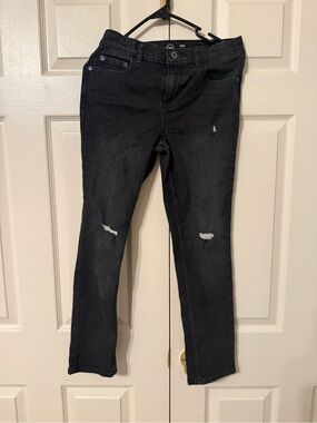 Kids Slim Black with Distressed Knees